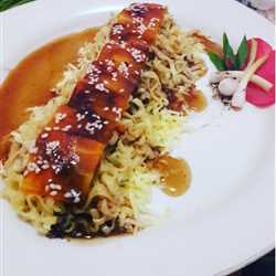 Vegetable noodle cheese with teriyaki sauce